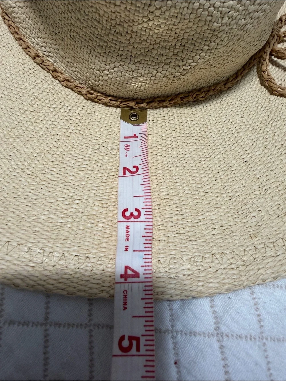 Peter Grimm Broad Brim Straw Sun Hat - Nude with Woven Bow Accent